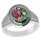 Certified 2.30 CTW Genuine Mystic Topaz And Diamond 14K White Gold Ring