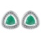 1.42 Ctw Emerald And Diamond 14k White Gold Stud Earrings