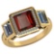 Certified 2.05 CTW Genuine Garnet And Diamond 14K Yellow Gold Ring