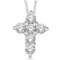 Prong Set Round Diamond Cross Pendant Necklace 14k White Gold 1.50ctw