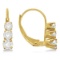 Three-Stone Leverback Diamond Earrings 14k Yellow Gold 0.50ctw