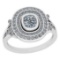 Certified 1.17 Ctw VS/SI1 Diamond 18K White Gold Victorian Style Engagement Halo Ring