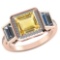 Certified 2.45 CTW Genuine Citrine And Diamond 14K Rose Gold Ring