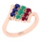 0.95 Ctw SI2/SI1 Multi Stone 14K Rose Gold Multi Bypass Ring