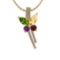 0.76 Ctw I2/I3 Multi Stone And Diamond 10K Yellow Gold Pendant