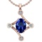 Certified 5.66 Ctw VS/SI1 Tanzanite And Diamond 14k Rose Gold Victorian Style Necklace