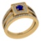 0.81 Ctw SI2/I1 Blue Sapphire And Diamond 14K Yellow Gold Anniversary Set Ring