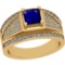 1.20 Ctw I2/I3 Blue Sapphire And Diamond 14K Yellow Gold Ring