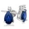 Diamond and Pear Sapphire Teardrop Earrings Studs 14K White Gold 0.72tcw