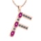 0.99 Ctw Pink Tourmaline And Diamond Alphabet 'F' Pendant from the Valentines collection 14K Rose Go