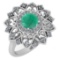 1.89 Ctw I2/I3 Emerald And Diamond 14K White Gold Antique Style Wedding Ring