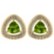 1.42 Ctw Peridot And Diamond 14k Yellow Gold Stud Earrings