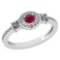 Certified 0.77Ctw Ruby And Diamond 18k White Gold Halo Ring (VS/SI1) MADE IN USA