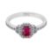 0.60 Ctw I2/I3 Ruby And Diamond 14K White Gold Engagement Halo Ring