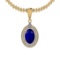 4.20 Ctw SI2/I1 Blue Sapphire And Diamond 14K Yellow Gold Necklace