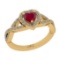 0.90 Ctw SI2/I1 Ruby And Diamond 14K Yellow Gold Engagement Ring