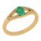 0.42 Ctw SI2/I1 Emerlad And Diamond 14K Yellow Gold Ring