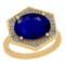 4.22 Ctw I2/I3 Blue Sapphire And Diamond 14K Yellow Gold Ring