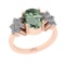 3.00 Ctw I2/I3 Green Amethyst And Diamond 10K Rose Gold Ring