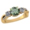 Certified 1.86 Ctw Green Amethyst And White Diamond Ladies Fashion Halo Ring 14k Yellow Gold (VS/SI1