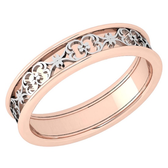 Stunning Filigree Engagement Band 18K Rose And White Gold MADE IN ITALY