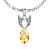 Certified 4.05 Ctw Yellow Topaz And Diamond I2/I3 14K White Gold Pendant