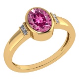 Certified 1.28 Ctw Pink Tourmaline And Diamond 14k Yellow Gold Ring