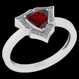 Certified 0.67 Ctw I2/I3 Garnet And Diamond 10K White Gold Ring