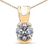 Certified .75 CTW Round Diamond 14K Yellow Gold Pendant