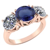 Certified 1.25 CTW Genuine Blue Sapphire And Diamond 14K Rose Gold Ring