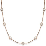 Station Bezel-Set Necklace in 14k Rose Gold 3.00ctw