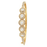 Vintage Style Style Diamond Bangle Bracelet 18K Yellow Gold 2.57ctw