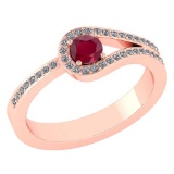 Certified 1.30Ctw Ruby And Diamond 18k Rose Gold Halo Ring (VS/SI1) MADE IN USA