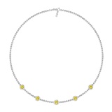 1.25 Ctw i2/i3 Treated Fancy Yellow Diamond 14K White Gold Yard Necklace