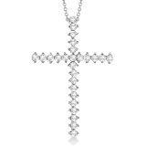 Diamond Cross Pendant Necklace 14kt White Gold 1.00ctw