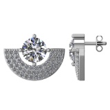 Certified 2.00 CTW Round Diamond 14K White Gold Earring