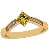 0.50 Ctw I2/I3 Citrine And Diamond 10K Yellow Gold Ring