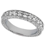 Antique style Style Pave Set Wedding Ring Anniversary Band Platinum 1.00ctw