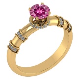 Certified .96 Ctw Genuine Pink Tourmaline And Diamond 14k Yellow Gold Engagement Ring