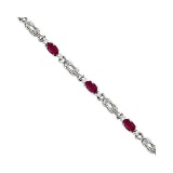 Oval Ruby and Diamond Love Knot Bracelet 14k White Gold 2.05ctw