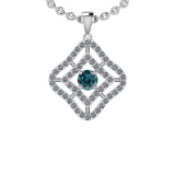 1.60 Ctw i2/i3 Treated Fancy Blue And White Dimaond 14K White Gold Pendant