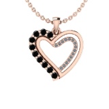 0.14 Ctw i2/i3 Treated fancy Black Diamond 14K Rose Gold Pendant Necklace