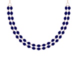 50.60 Ctw Blue sapphire 14K Rose Gold Double layer Necklace