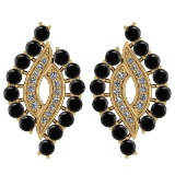 Certified 1.30 Ctw I2/I3 Treated Fancy Black And White Diamond 14K Yellow Gold Earrings