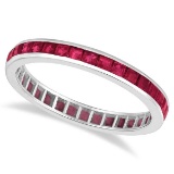 Princess-Cut Ruby Eternity Ring Band 14k White Gold 1.20ctw