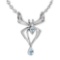 Certified 0.32 Ctw Aquamrine And Diamond Spider Necklace 14k White Gold (VS/SI1) MADE IN USA