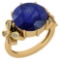 Certified 6.20 Ctw Blue Sapphire And Diamond Ring 14K Yellow Gold