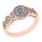 Certified 0.81 Ctw SI2/I1 Diamond 14K Rose Gold Cluster Engagement Halo Ring