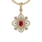 Certified 2.70 Ctw SI2/I1 Ruby And Diamond 14K Yellow Gold Vintage Style Necklace