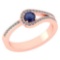 Certified 1.30Ctw Blue Sapphire And Diamond 18k Rose Gold Halo Ring (VS/SI1) MADE IN USA